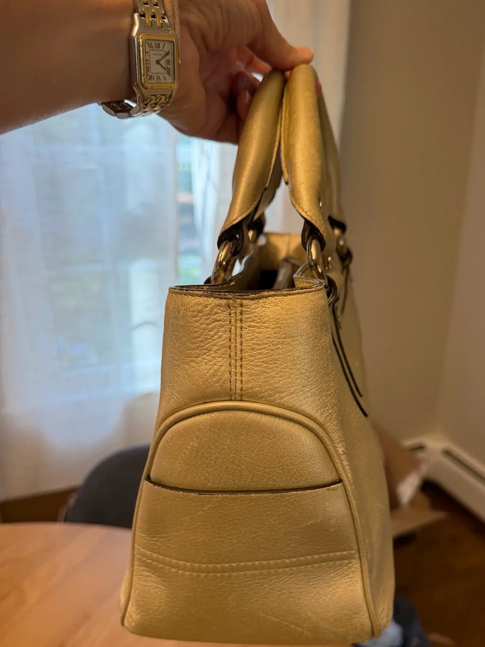 Authentic Celine Boogie Bag Metallic Gold Leather Satchel